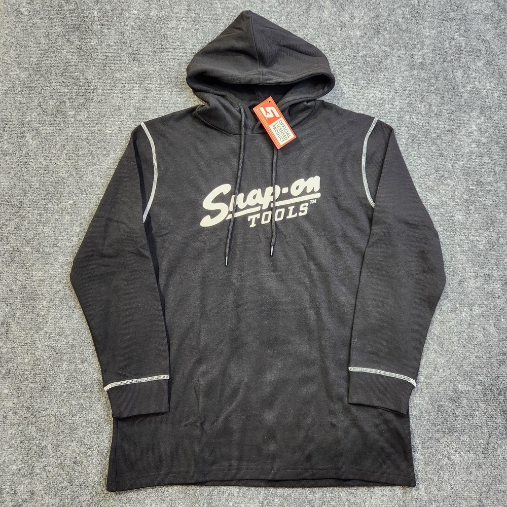Snap-on Hoodie Shirt Mens Large Black Tools Logo Graphic Thermal Knit Pullover
